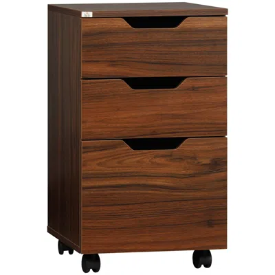 Emmeno 3 Drawer Mobile File Cabinet, Rolling Printer Stand, Vertical Filing Cabinet, Brown Wood Grain