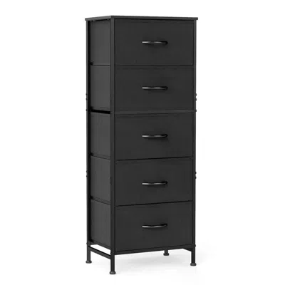 Emmeno 48in Dresser For Bedroom With 5 Fabric Drawers Nightstand Wardrobe Steel Frame Closet For Clothes St In Black