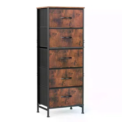Emmeno 48in Dresser For Bedroom With 5 Fabric Drawers Nightstand Wardrobe Steel Frame Closet For Clothes St In Brown