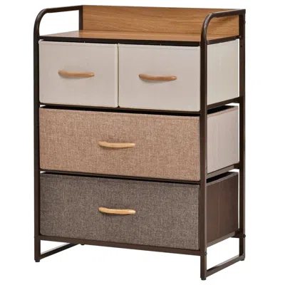 Emmeno 4-bin Dresser Storage Tower Cabinet Organizer Unit, Chest Dresser Drawers With Metal Frame For Bedro In Brown