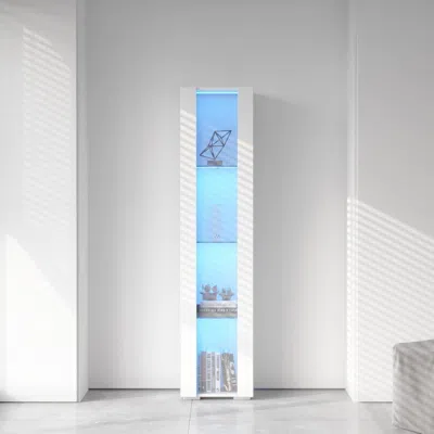 Emmeno Side Cabinet With Aluminum Strip Lamp, In White