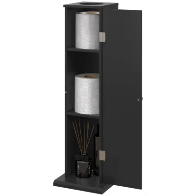 Emmeno Small Toilet Paper Cabinet, Bathroom Corner Cabinet With Doors And Shelves For Paper Shampoo, Black
