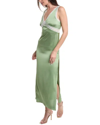 Emmie Rose Hammered Satin Maxi Dress In Green
