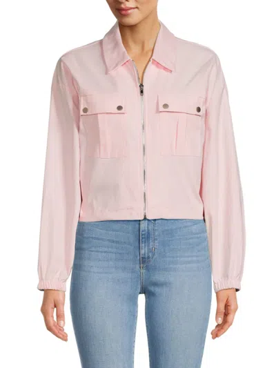 Emmie Rose Women's Zip Front Cropped Jacket In Light Pink