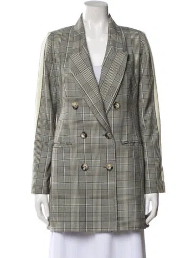 Pre-owned Emory Bee Plaid Print Peacoat In Gray
