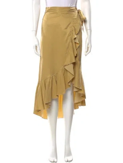 Pre-owned Emory Bee Ruffle Embellishment Midi Length Skirt In Yellow