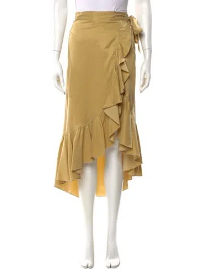 Pre-owned Emory Bee Ruffle Embellishment Midi Length Skirt In Yellow