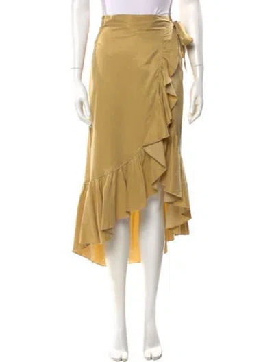 Pre-owned Emory Bee Ruffle Embellishment Midi Length Skirt In Yellow