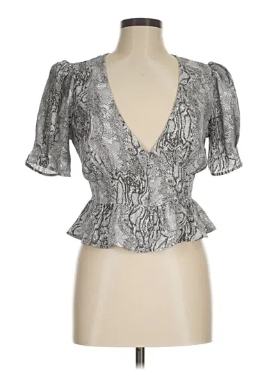 Pre-owned Emory Park 3/4 Sleeve Blouse In Silver