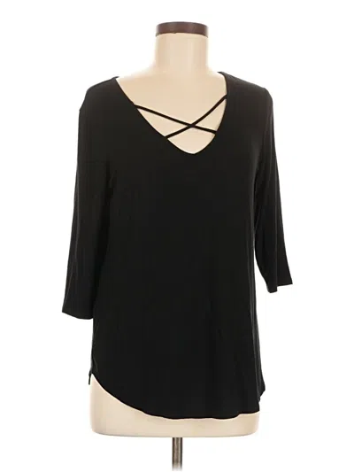 Pre-owned Emory Park 3/4 Sleeve Top Black Keyhole Neckline Tops