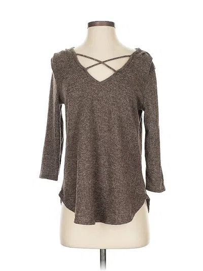 Pre-owned Emory Park 3/4 Sleeve Top Brown Keyhole Neckline Tops