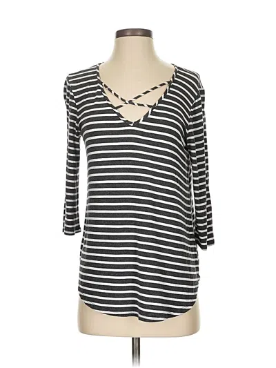 Pre-owned Emory Park 3/4 Sleeve Top Gray Open Neckline Tops