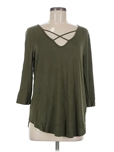Pre-owned Emory Park 3/4 Sleeve Top Green Keyhole Neckline Tops