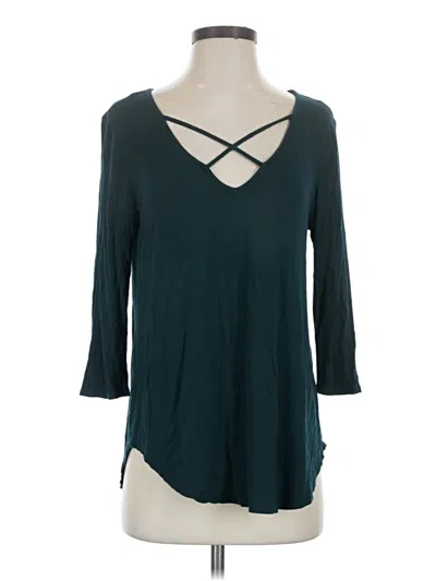 Pre-owned Emory Park 3/4 Sleeve Top Teal Keyhole Neckline Tops
