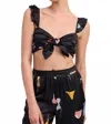 Emory Park Beach Mode Tie-front Bralette Top In Multi In Black