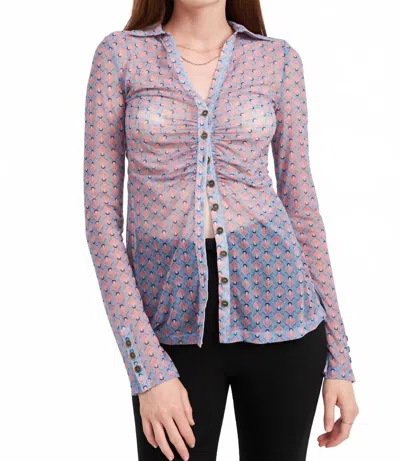 Emory Park Birdine Top In Blue-pink In Multi