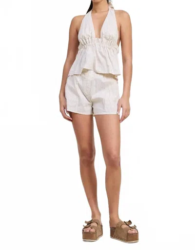 Emory Park Blair Halter Top In Cream Mocha Stripe In White