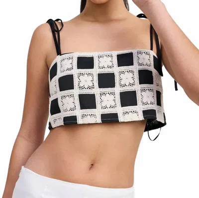 Emory Park Crochet Floral Top In Black Multi In White