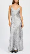 Emory Park Crushed Velvet Low Back Maxi Dress In Grey In Gray