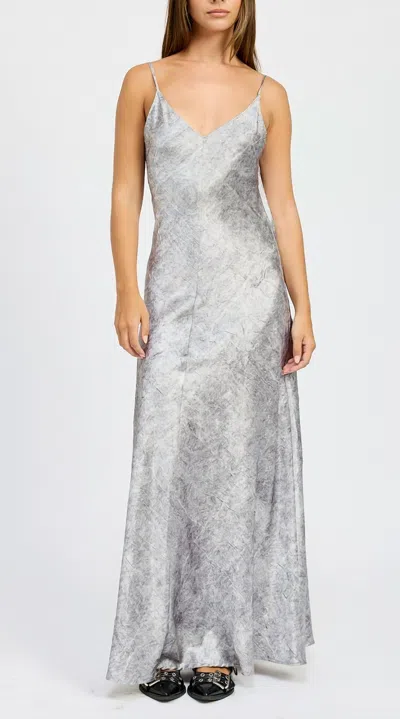 Emory Park Crushed Velvet Low Back Maxi Dress In Grey In Gray