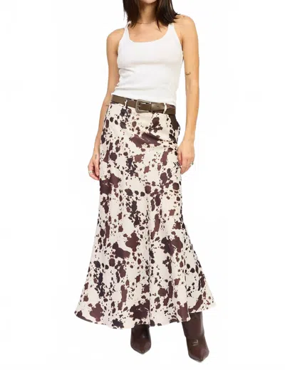 Emory Park Cut Maxi Skirt With Belt In Cow Print In Multi