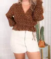Emory Park Dear One Floral Print Wrap Top In Brown In Brown
