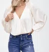 Emory Park Deep V-neck Long Sleeve Bodysuit In Ivory