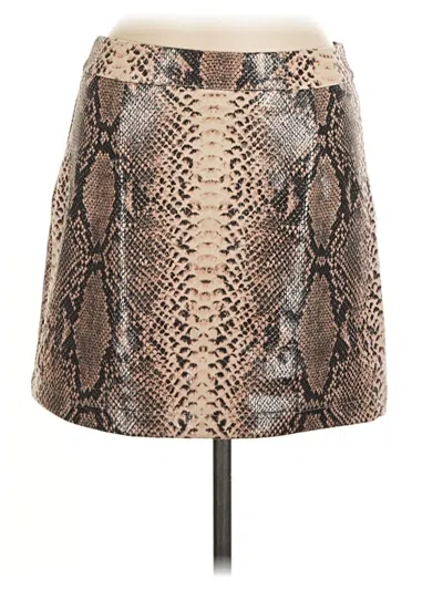 Pre-owned Emory Park Faux Leather Skirt In Tan