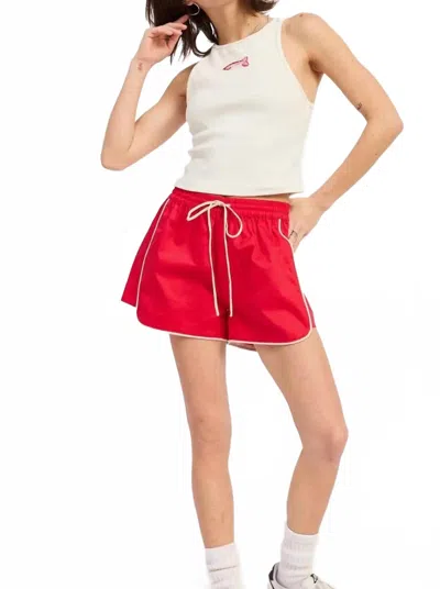 Emory Park High Rise Poplin Shorts In Red