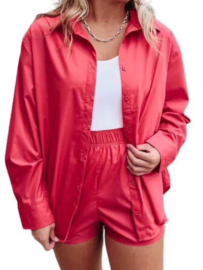 Emory Park High Rise Side Slit Shorts In Fuchsia In Pink