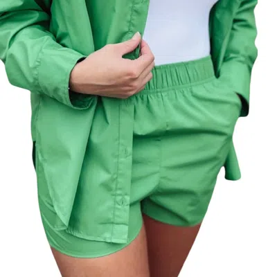 Emory Park High Rise Side Slit Shorts In Green