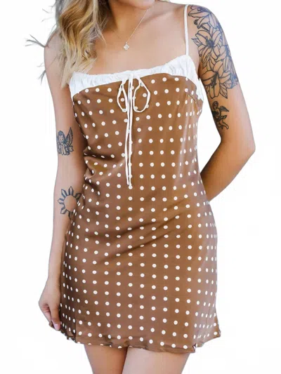 Emory Park In My Feels Polka Dot Mini Dress In Brown