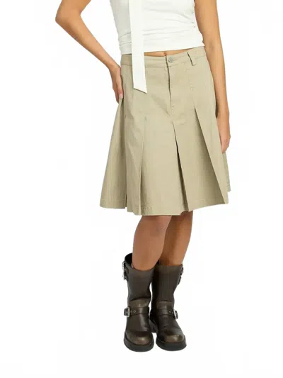 Emory Park Knee Length Pleated Skirt In Stone In Green