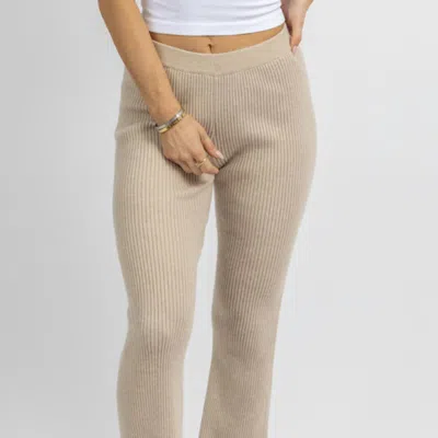 Emory Park Knit Side Slit Tie Pant In Tan In Beige