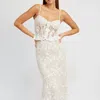 EMORY PARK EMORY PARK LACE CORSET MAXI SKIRT SET IN WHITE