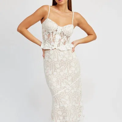 Emory Park Lace Corset Maxi Skirt Set In White