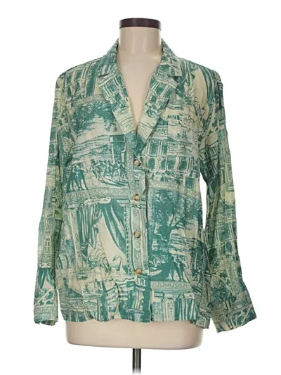 Pre-owned Emory Park Long Sleeve Blouse In Green