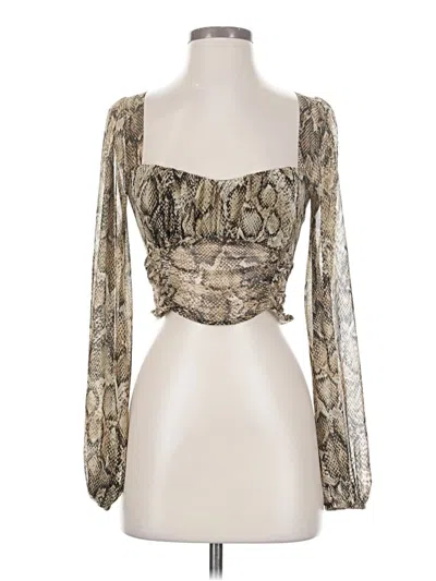 Pre-owned Emory Park Long Sleeve Blouse In Silver