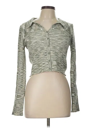 Pre-owned Emory Park Long Sleeve Top Green Collared Neckline Tops