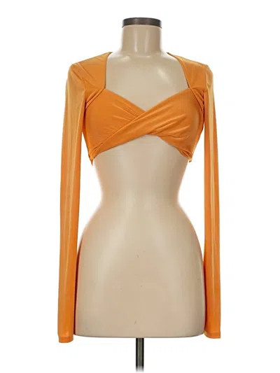 Pre-owned Emory Park Long Sleeve Top Orange Plunge Neckline Tops