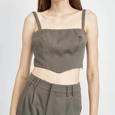 Emory Park Noelle Sleeveless Top With Button Up Back In Charcoal In Grey
