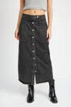 Emory Park Nova Denim Maxi Skirt In Black Denim