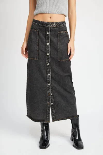 Emory Park Nova Denim Maxi Skirt In Black Denim