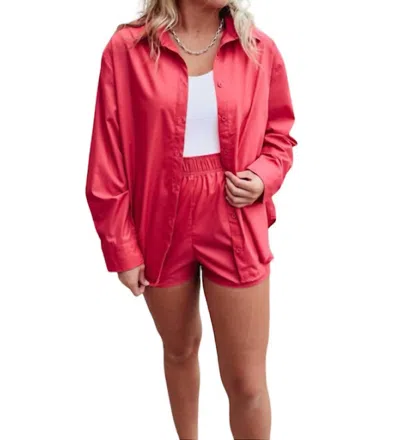 Emory Park Oversized Button Up Shirt In Fuchsia In Pink