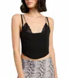 Emory Park Peekaboo Lace Corset Top In Black In Black