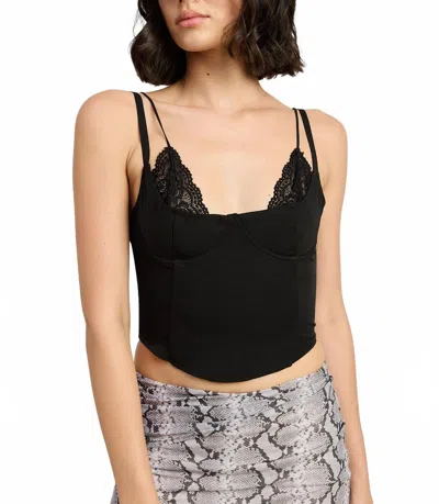 Emory Park Peekaboo Lace Corset Top In Black