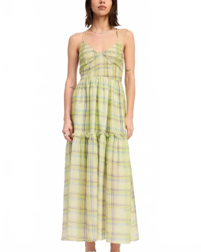 Emory Park Plaid Smocked Maxi Dress In Lime In Multi