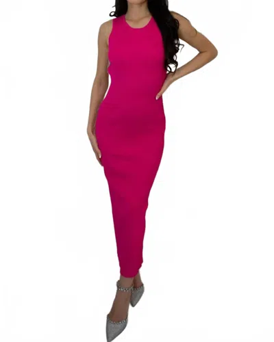 Emory Park Reanna Backless Ribbed Midi Dress In Fuchsia In Pink