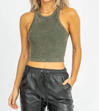 Emory Park Ribbed Racerback Tank In Olive In Multi