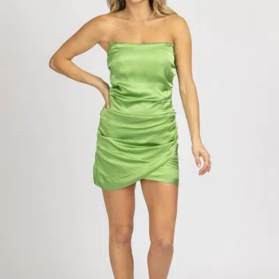 Emory Park Satin Strapless Ruched Mini Dress In Green